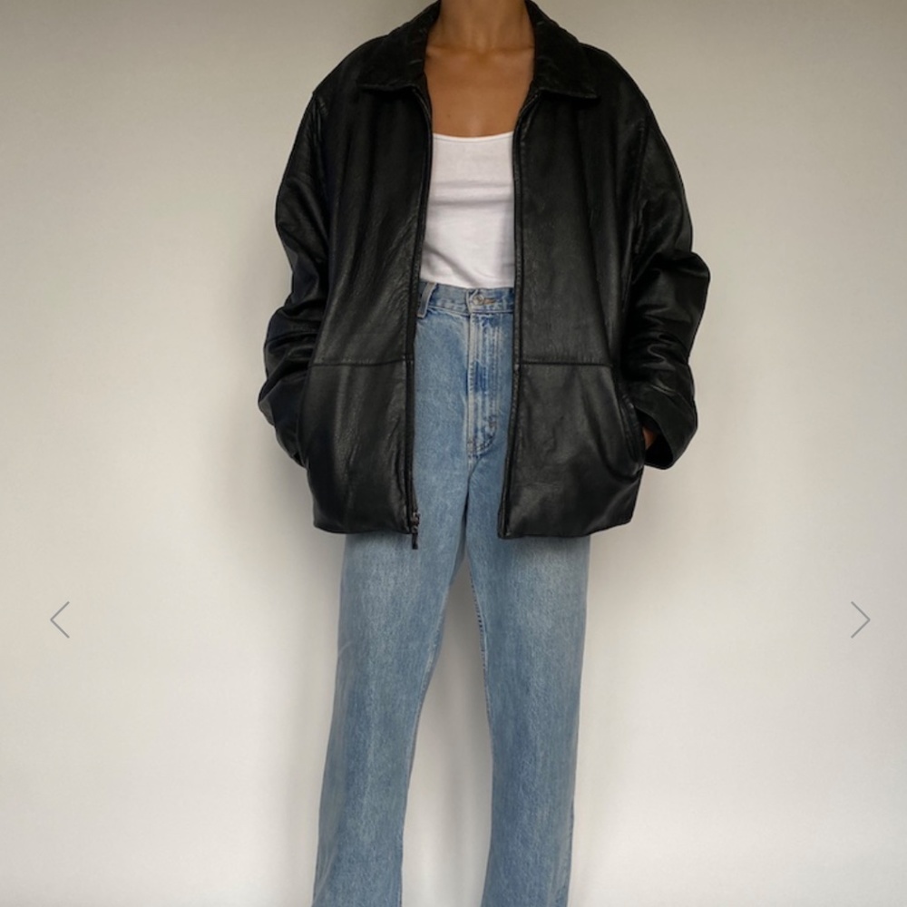 Vintage Black Leather Jacket - From Shop Vintage Collection (Brand: Perry Ellis)